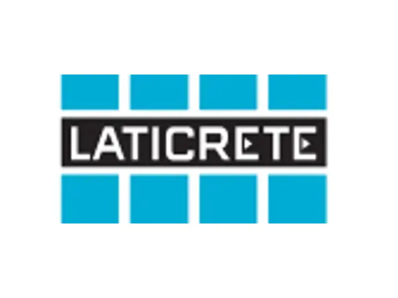 A blue and black logo for laticrete