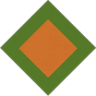 A green and orange diamond shaped field.